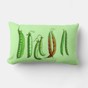 Vintage Botanical Illustration, Beans and Peas Lumbar Cushion