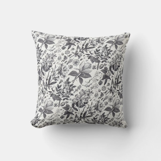 Vintage Botanical Illustration Cushion (Front)