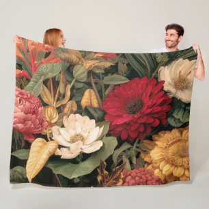 Vintage Botanical Illustration Fleece Blanket