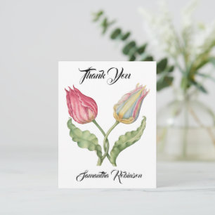 Vintage botanical illustration flower Tulip Thank You Card