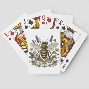 Vintage Botanical Illustration for World Bee Day Playing Cards