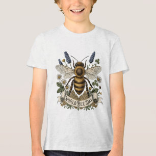 Vintage Botanical Illustration for World Bee Day Tri-Blend Shirt