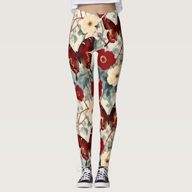 Vintage Botanical Illustration Leggings (Front)