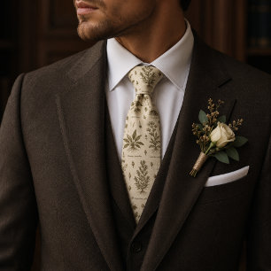Vintage Botanical Illustration Tie