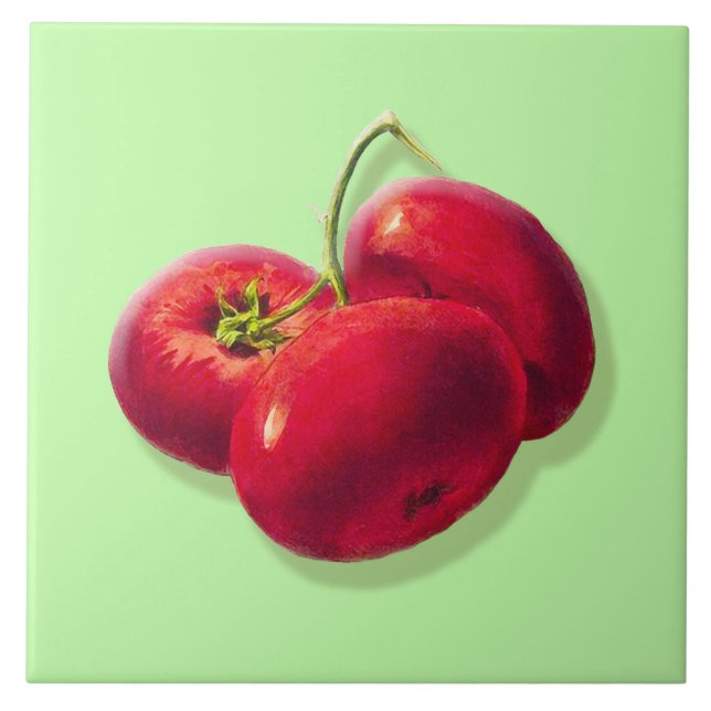 Vintage Botanical Illustration, Tomatoes Tile (Front)