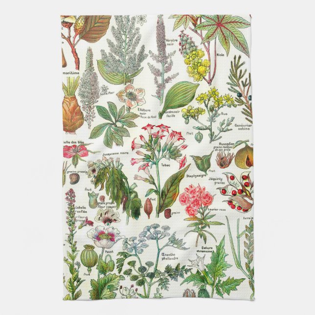Vintage Botanical Illustrations Tea Towel (Vertical)