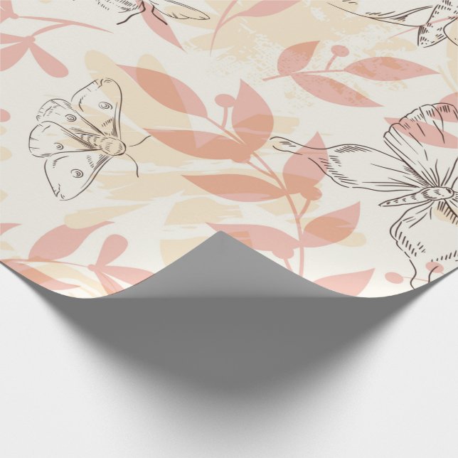 Vintage Botanical Insect Garden Wrapping Paper (Corner)