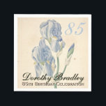 Vintage Botanical Irises 85th Birthday Party PN Napkin<br><div class="desc">Customisable 85th Birthday Celebration Paper Napkin with Vintage Botanical Watercolors of blue irises by Pierre-Joseph Redouté. You can easily change text (colour, font, size and position) by clicking the customise button. Matching paper plate, Invitation, guest book (spiral notebook and hardcover), favour box and more... -------- "Pierre-Joseph Redouté (10 July 1759...</div>