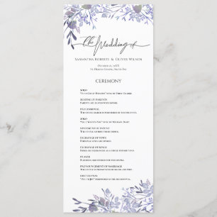 Vintage Botanical Lavender Wedding Program Programme