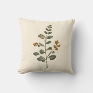 Vintage Botanical Leaf Herb Cream Cushion