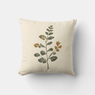 Vintage Botanical Leaf Herb Cream Cushion