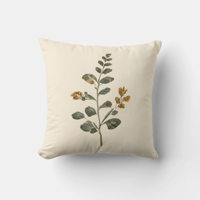 Vintage Botanical Leaf Herb Cream Cushion (Front)