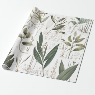 Vintage Botanical Leaves Wrapping Paper