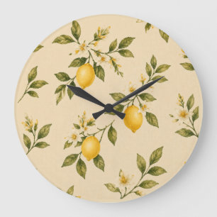 Vintage Botanical Lemon Blossom Wall Clock