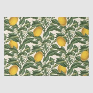 Vintage Botanical Lemon Fruit Blossom Pattern Tissue Paper