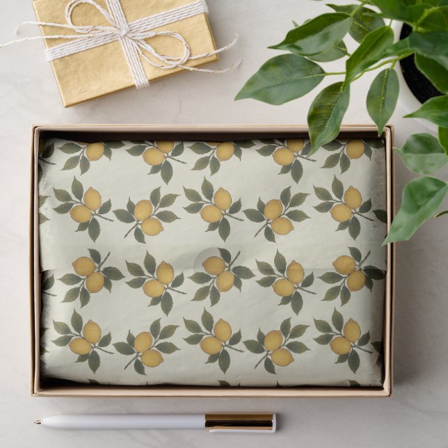 Vintage Botanical Lemon & Leaves Tissue Paper (Gift)