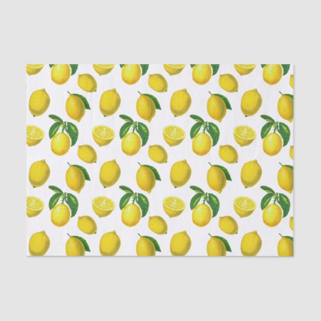 Vintage Botanical Lemon Print Tissue Paper (Front)