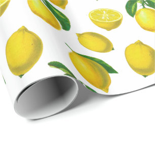 Vintage Botanical Lemon Print Wrapping Paper