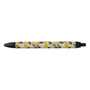 Vintage Botanical Lemon Seamless Pattern Black Ink Pen