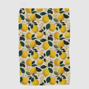Vintage Botanical Lemon Seamless Pattern Golf Towel