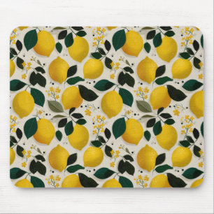 Vintage Botanical Lemon Seamless Pattern Mouse Mat