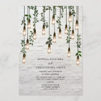 Vintage Botanical Lightbulbs White Brick Wedding