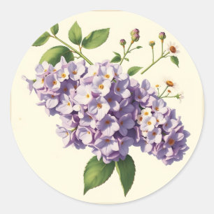 Vintage Botanical Lilac and Chamomile Flowers Classic Round Sticker