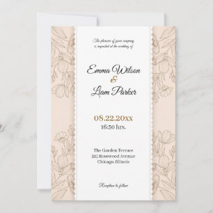 Vintage Botanical Line Art Garden Floral wedding  Invitation