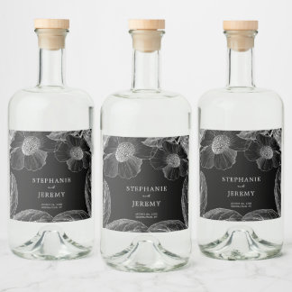 Vintage Botanical Line Art Liquor Bottle Label