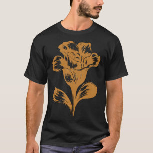 Vintage Botanical Linocut In Mustard Gold Sticker  T-Shirt