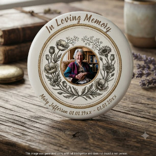 Vintage Botanical Memorial Celebration of Life 7.5 Cm Round Badge
