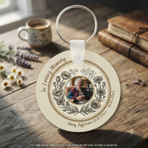 Vintage Botanical Memorial Celebration of Life Key Ring