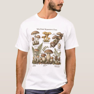 Vintage Botanical Mushroom Fern Chart T-Shirt