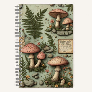 Vintage Botanical Mushroom Junk Journal Notebook