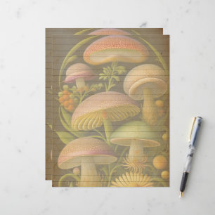 Vintage Botanical Mushrooms Scrapbook Paper