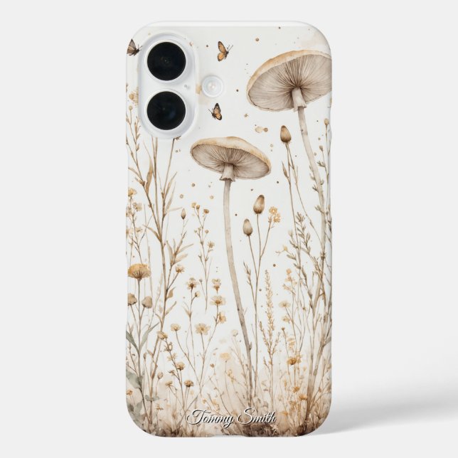 Vintage Botanical Mushrooms & Wildflowers Case-Mate iPhone Case (Back)