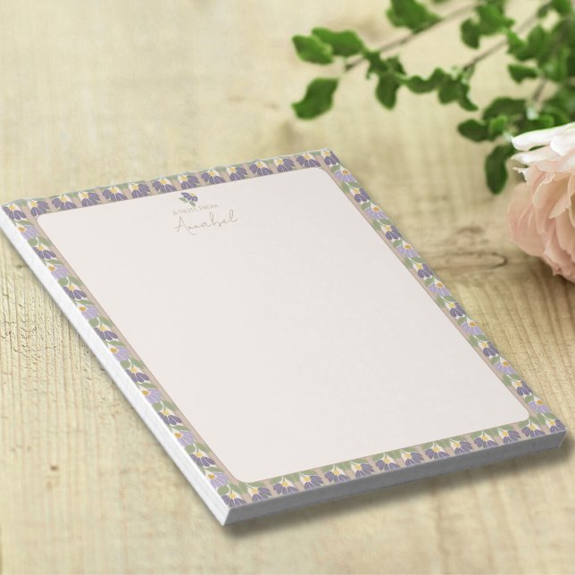 Vintage Botanical Notepad with Personalization (Personalized Floral Notepad by Blissful Learning)