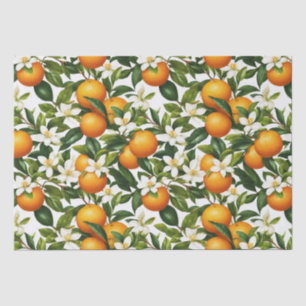 Vintage Botanical Orange Fruit Blossom Pattern Tissue Paper