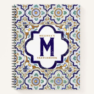 Vintage Botanical Ornamental Monogram Sketchbook Notebook