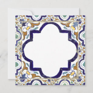 Vintage Botanical Ornamental Tiles Monogram Card