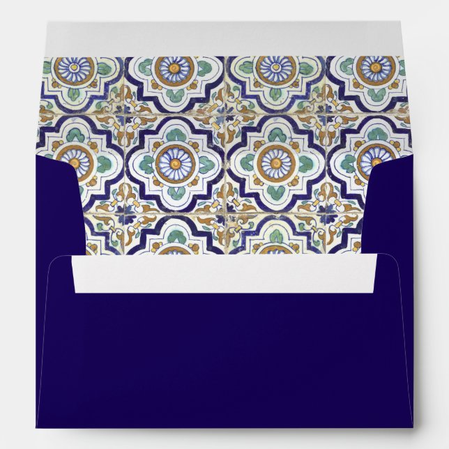 Vintage Botanical Ornamental Tiles Pattern Envelope (Back (Bottom))