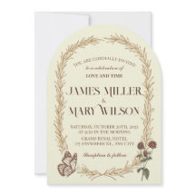 Vintage Botanical Oval Wedding Invite