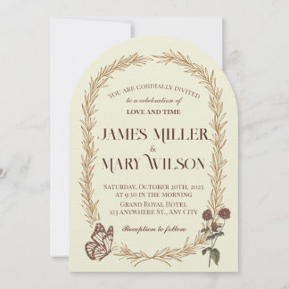 Vintage Botanical Oval Wedding Invite