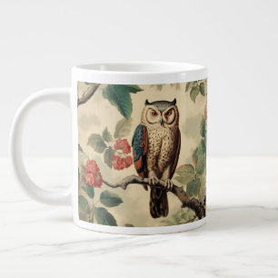 Vintage Botanical Owl in Forest Large Coffee Mug