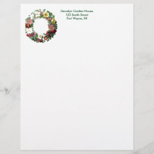 Vintage Botanical Page - Floral Wreath Letterhead