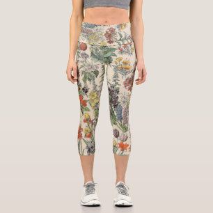 Vintage Botanical Pattern Capri Leggings