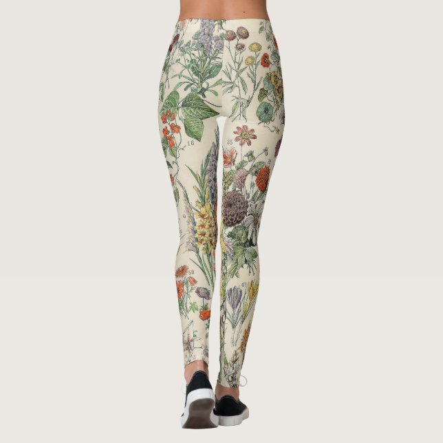 Vintage Botanical Pattern Leggings (Back)
