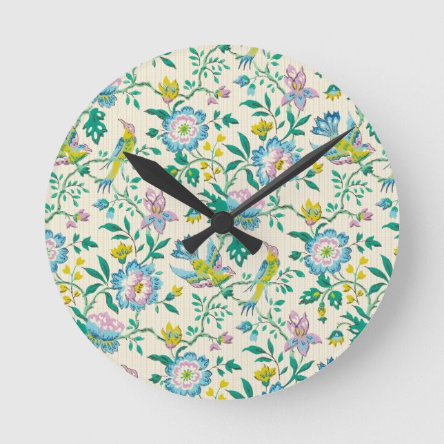 Vintage Botanical Pattern Round Clock (Front)