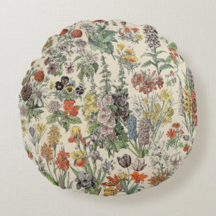 Vintage Botanical Pattern Round Cushion