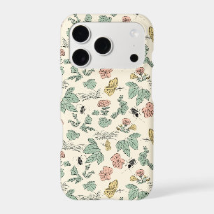 Vintage Botanical Pattern with Butterflies and Bee